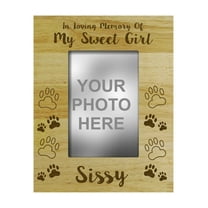 Loss Of A Pet Gift - Personalized Wood Engraved Dog Memorial Picture Frame In Loving Memory Customizable Quote- 4 x 6 Inches Horizontal