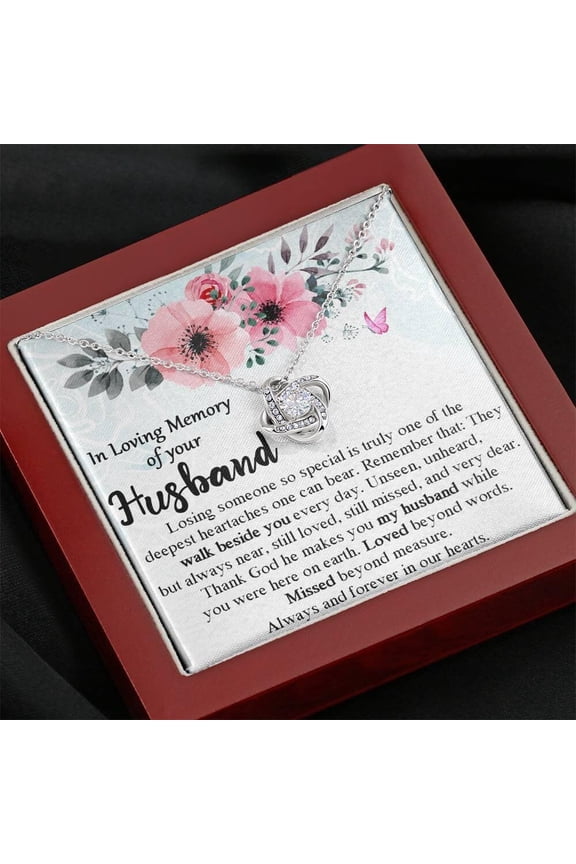 Loss of Husband Gift - Sympathy Jewelry for Loss of Husband, Memorial Necklace with Meaningful Message Card Inside