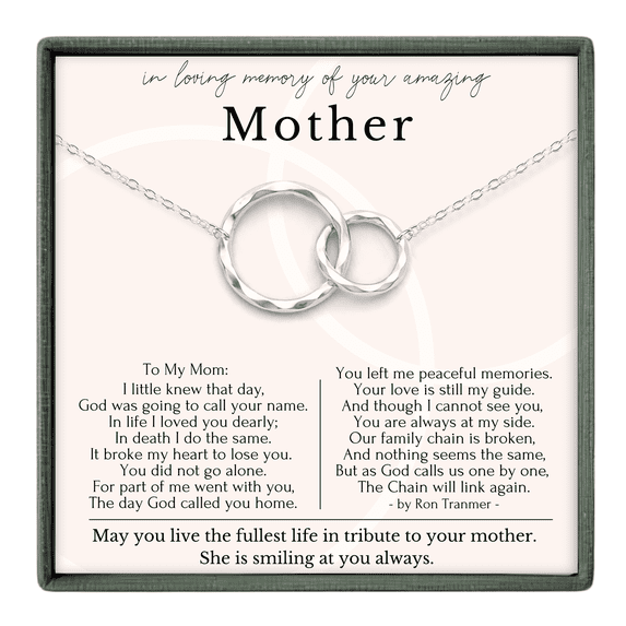 HOPE LOVE SHINE Loss of Mother Necklace – Silver 2 Ring Memorial Jewelry, Sympathy Gift for Daughter Grieving Mom