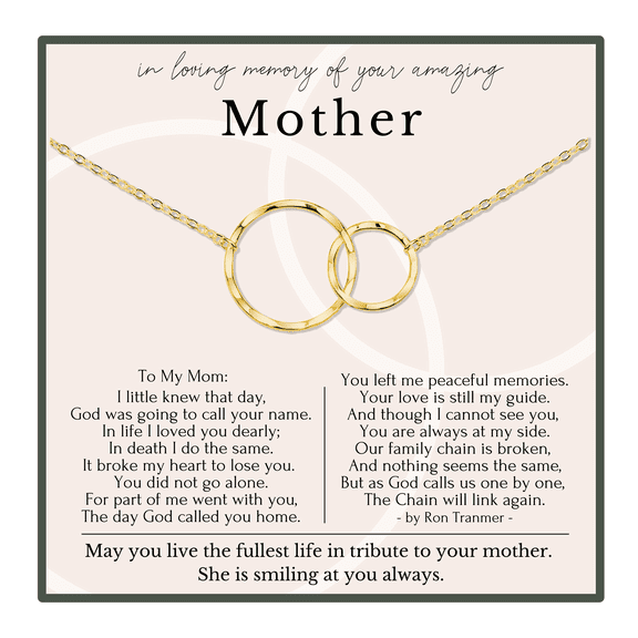 HOPE LOVE SHINE Loss of Mother Necklace – Gold 2 Ring Memorial Jewelry, Sympathy Gift for Daughter Grieving Mom