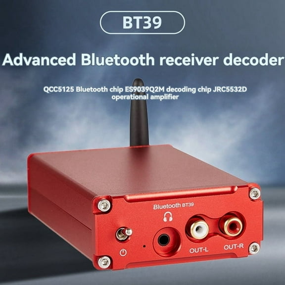 Lossless HIFI Decoder QCC5125 ES9039Q2M HD Bluetooth 5.0 Wireless Receiver Adapter Decoding DC12V Red