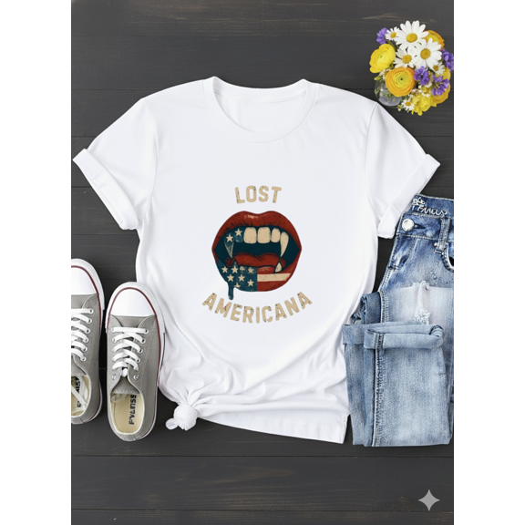 Lost Americana Red Lips Pop Art Unisex T-Shirt Retro Bold Expression up to size 5XL