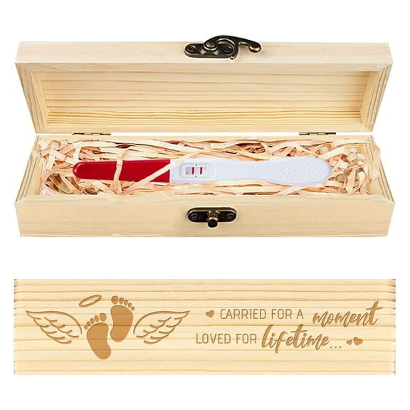 Lost Baby Sympathy Gift Keepsake Box Wings Feet Heart Wooden Loss of Baby Sympathy Gifts Box with Raffia Ribbon and Lock