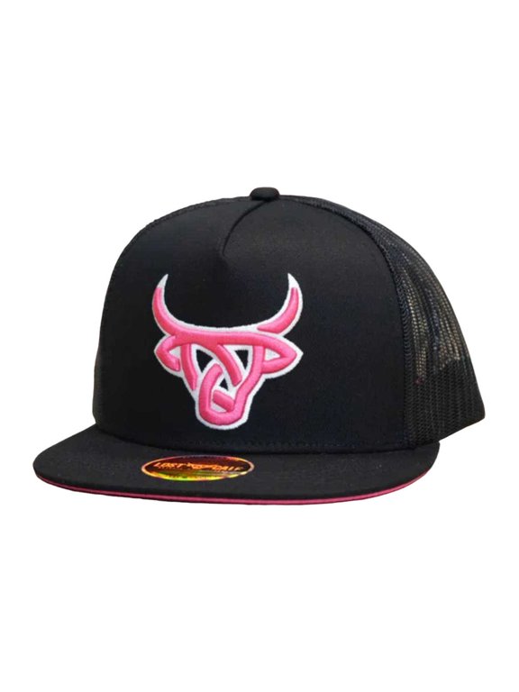 Unisex Black Rosy Flat Mesh Back Snapback Patch Cap Hat