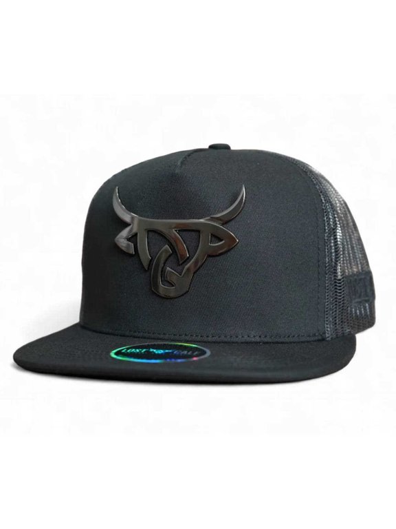 Unisex Blackout Iron Flat Black Mesh Back Snapback Patch Cap Hat