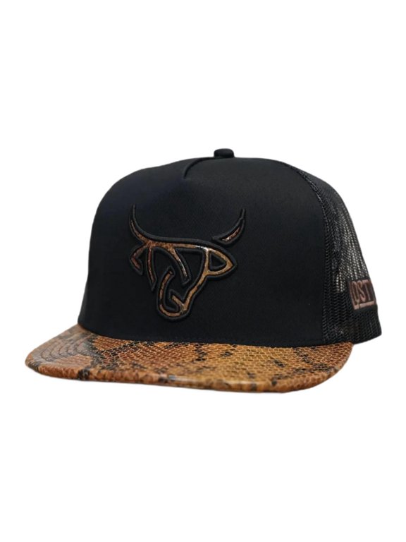 Unisex Copperhead Flat Black Mesh Back Snapback Patch Cap Hat