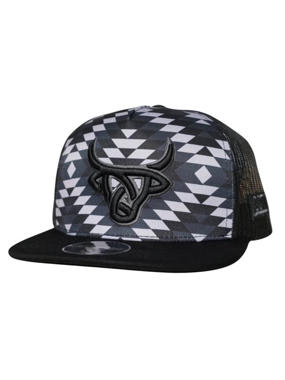 Unisex Dark Rustic Flat Black & Grey Mesh Back Snapback Patch Cap Hat