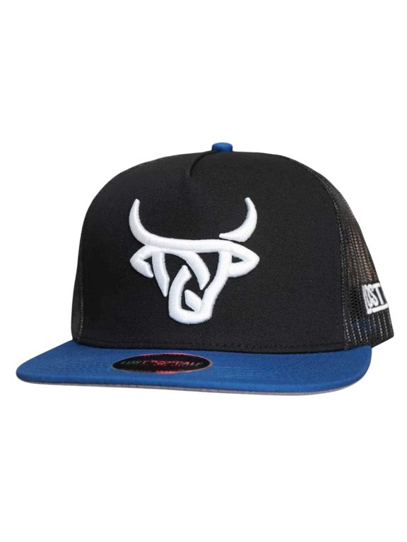Unisex Polar Flat Black Mesh Black/Blue Snapback Patch Cap Hat