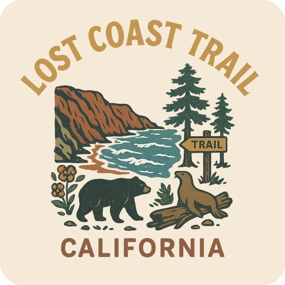 Lost Coast Trail Keepsakes Souvenir Vinyl Sticker – Destination Travel Keepsake Collectible (4-Inches Wide)