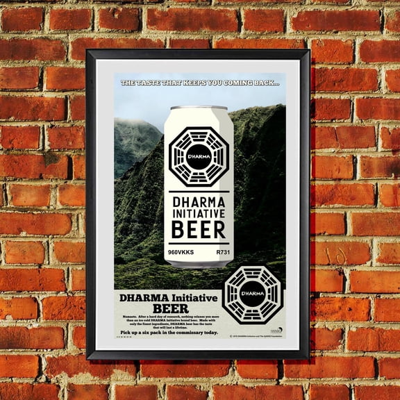 Lost Dharma Initiative Beer Advertisement TV Show Poster, 70s Style Original Artwork