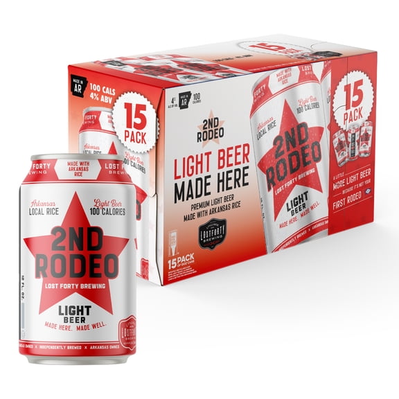 Lost Forty Brewing 2nd Rodeo Craft Light Beer, 12fl oz 15 Pack Cans, 4% ABV