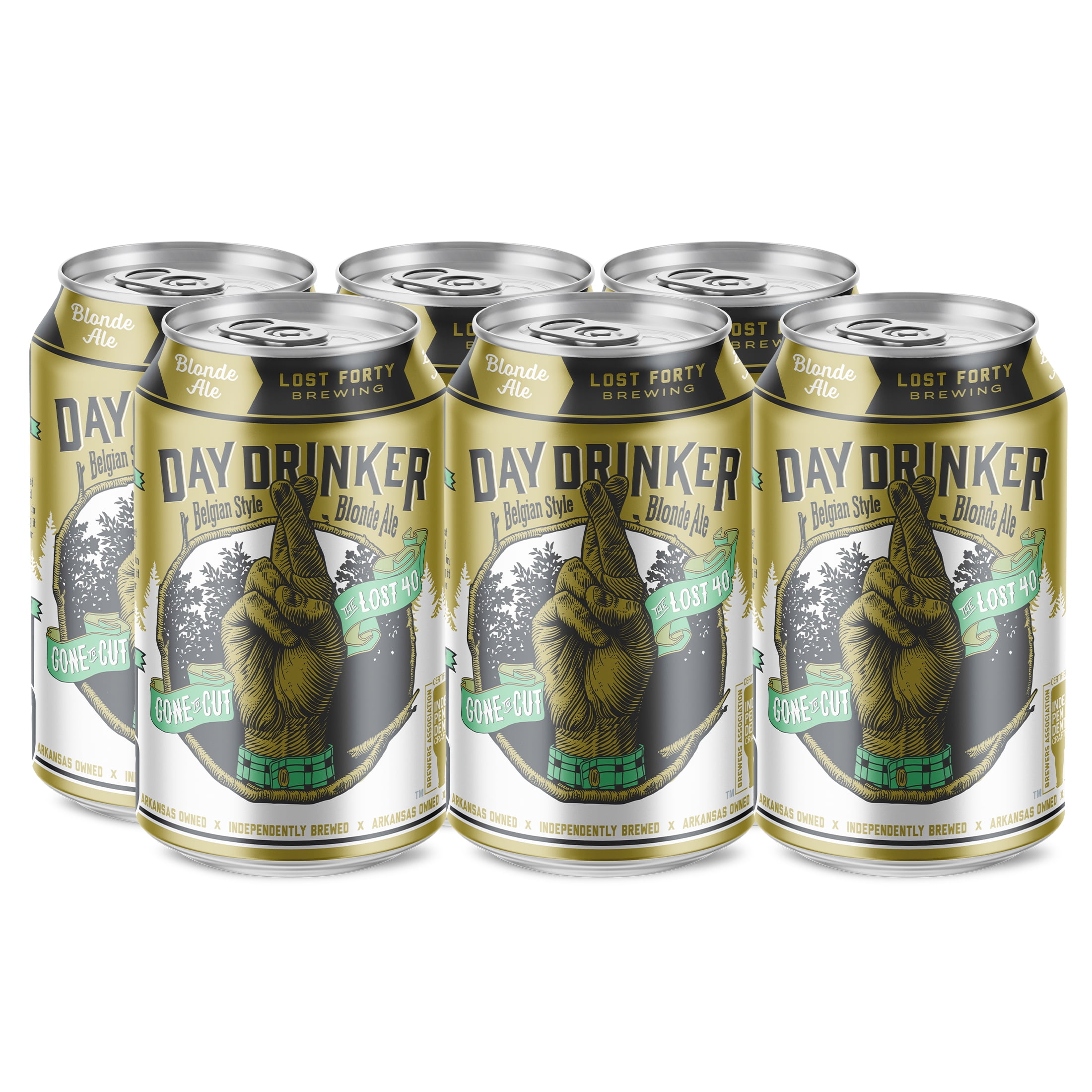 Lost Forty Brewing Day Drinker Belgian Blonde Craft Ale, 12 fl oz 6 Pack Cans, 4.8% ABV