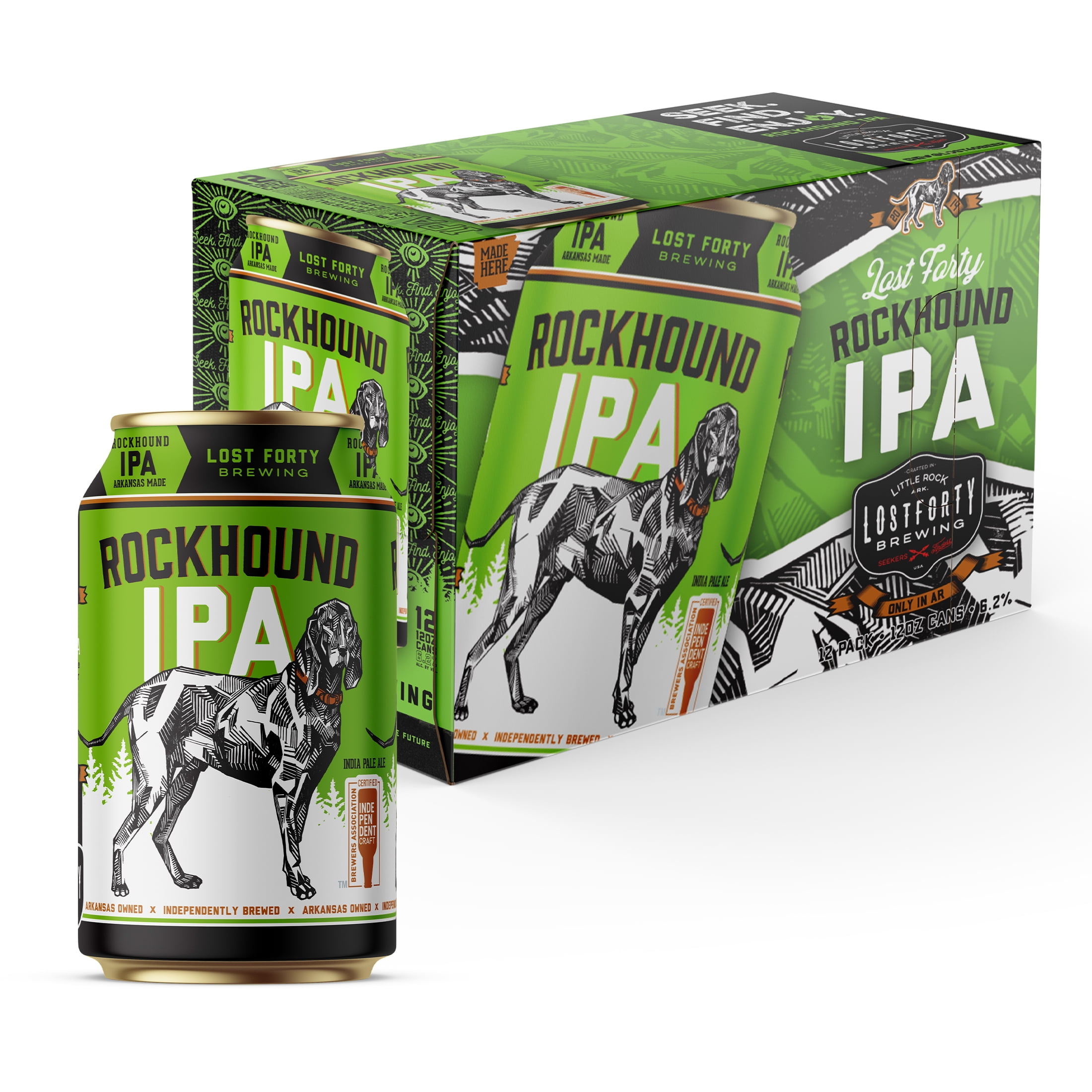 Lost Forty Brewing Rockhound Craft India Pale Ale, 12 fl oz 12 Pack Cans, 6.3% ABV