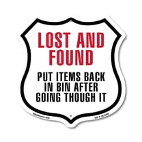 Lost and Found Put Items Back In Bin After Going Through It (2 Pack) 12 inch X 12 inch Shield-Shaped Rust-Free Aluminum Metal Signs Weather Resistant Made in the USA