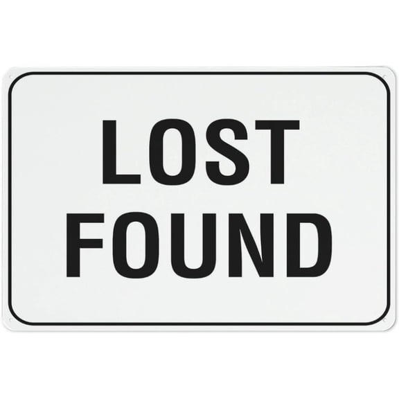 Lost Found Reflective Aluminum Metal Signage - 8"x12", With Symbol, Weatherproof - School, Mall, Office, Community Center