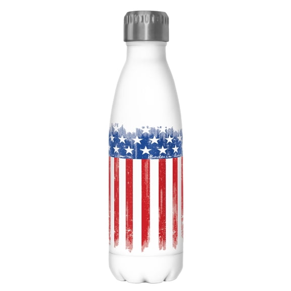 Lost Gods Distressed American Flag Stainless Steel Water Bottle White 17 oz.