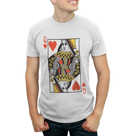 Lost Gods Men's Graphic T-Shirt - Queen of Hearts Short Sleeve White Tee,