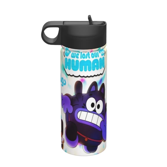 We Lost Our Human Kids Insulated Water Bottle With Straw - 18 Oz Stainless Steel Double Wall Vacuum Cup, Leakproof, Bpa Free, Suitable For Boys And Girls