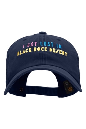 Lost In Black Rock Phrase Embroidered Unstructured Cotton Cap - Navy OSFM