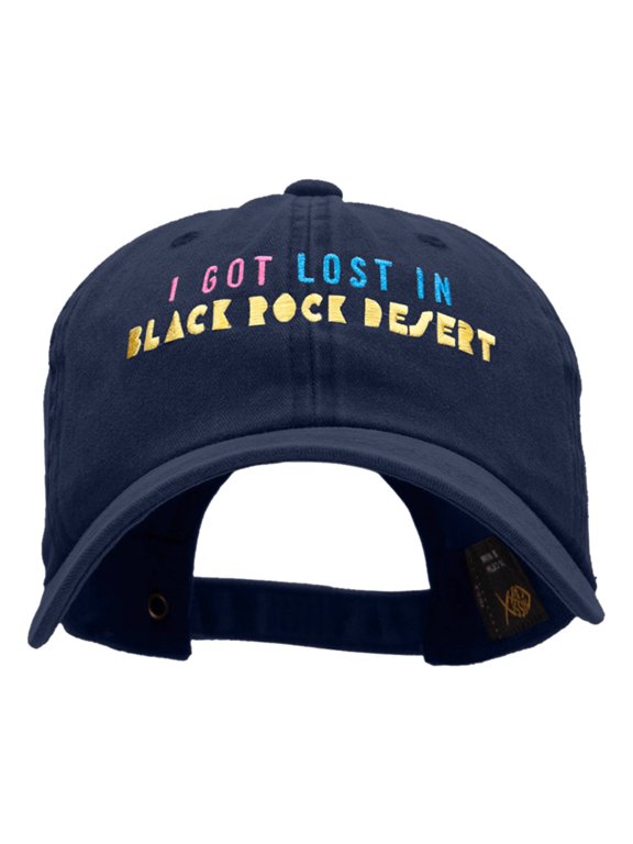 Lost In Black Rock Phrase Embroidered Unstructured Cotton Cap - Navy OSFM