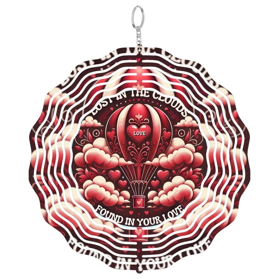 Lost In Clouds Balloon 3D Wind Spinner Stainless Steel Kinetic Art Valentine Sky Round