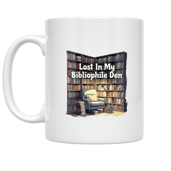Lost In My Bibliophile Den - Book Lover - 11 oz Ceramic Coffee Mug