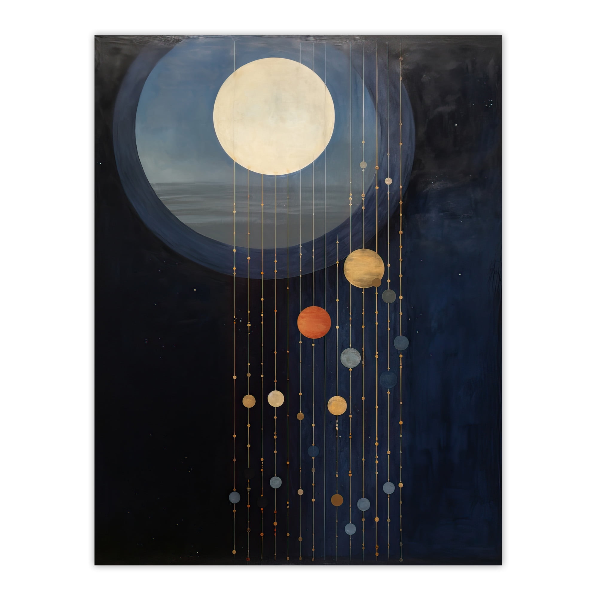 Lost In Space Dreams Planet Strings Blue Orange Surreal Oil Painting ...