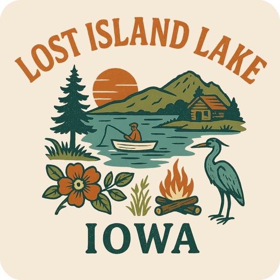 Lost Island Lake Iowa Keepsakes Souvenir Vinyl Sticker – Destination Travel Keepsake Collectible (3-Inches Wide)