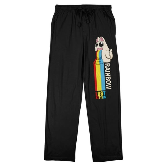 Lost Kitties Cat Spilling Stripes Adult Black Sleep Pajama Pants-Large