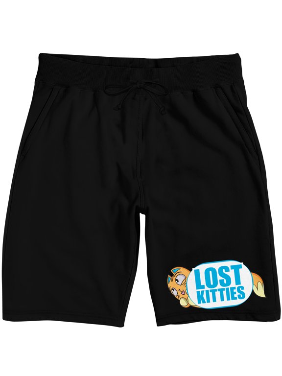 Lost Kitties Logo Adult Black Sleep Pajama Shorts -XS