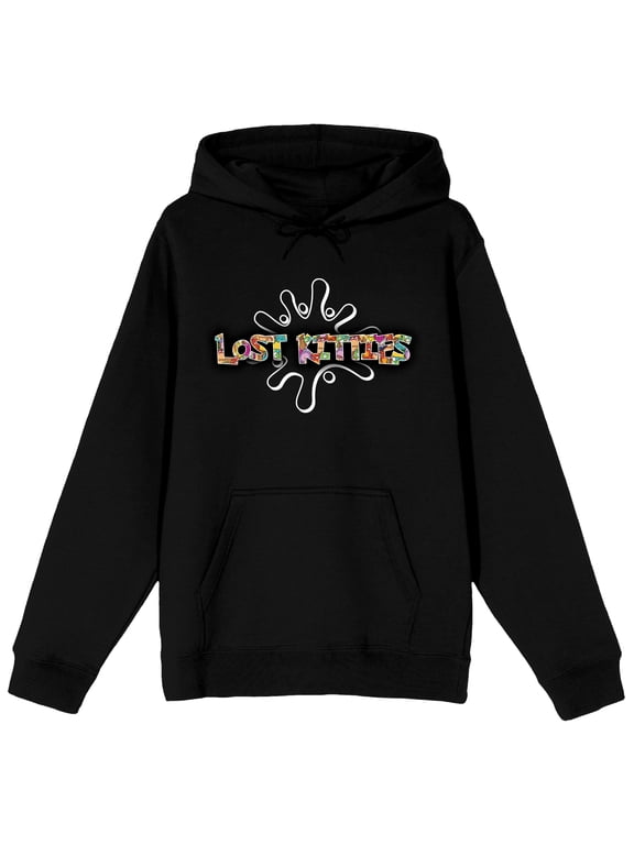 Lost Kitties Splash Logo Men's Black Graphic Hoodie-6XL