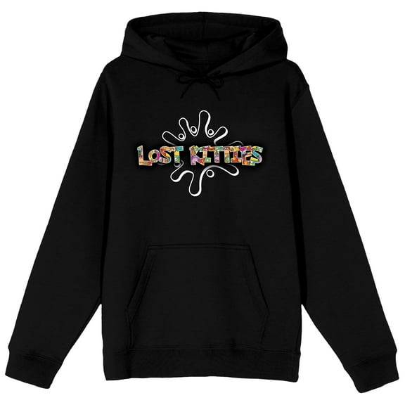 Lost Kitties Splash Logo Men's Black Graphic Hoodie-Medium