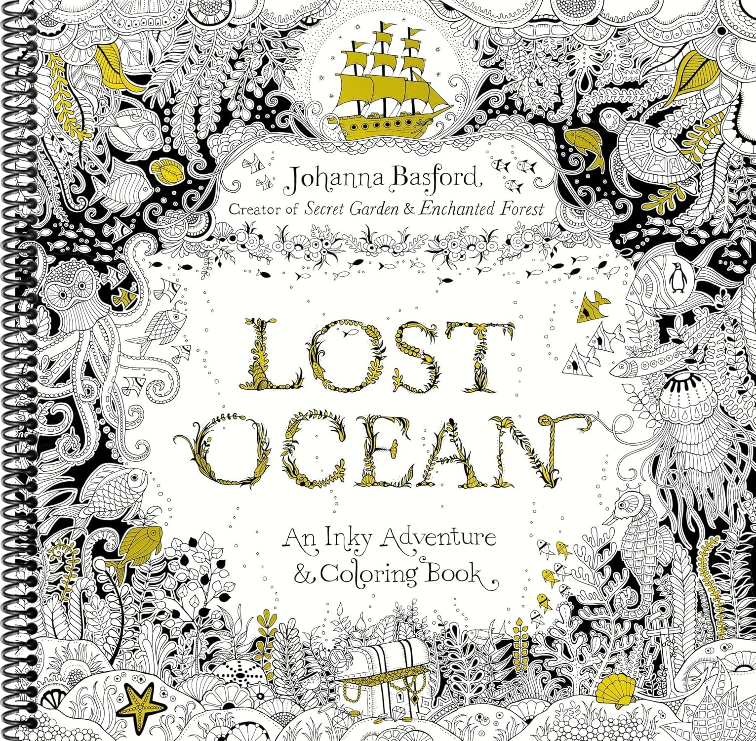 Lost Ocean: An Inky Adventure and Coloring Book for Adults (Spiral-bound)