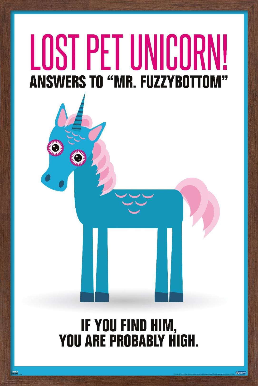 Lost Pet Unicorn Wall Poster, 14.725" x 22.375", Framed