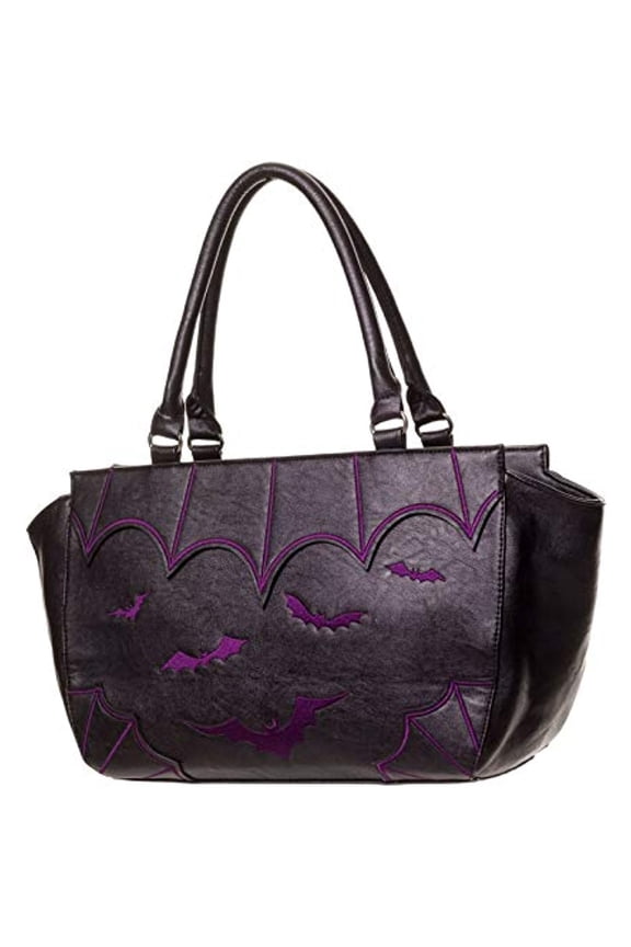 Women's Bats Handbag Dark Gothic Purse Alternative Shoulder Bag (Purple)