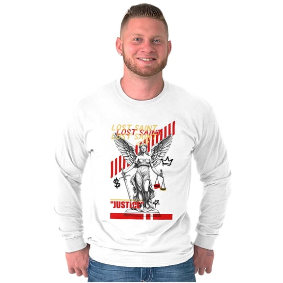 Lost Saint Justice Angel Statue Long Sleeve TShirt Men Women Brisco Brands S