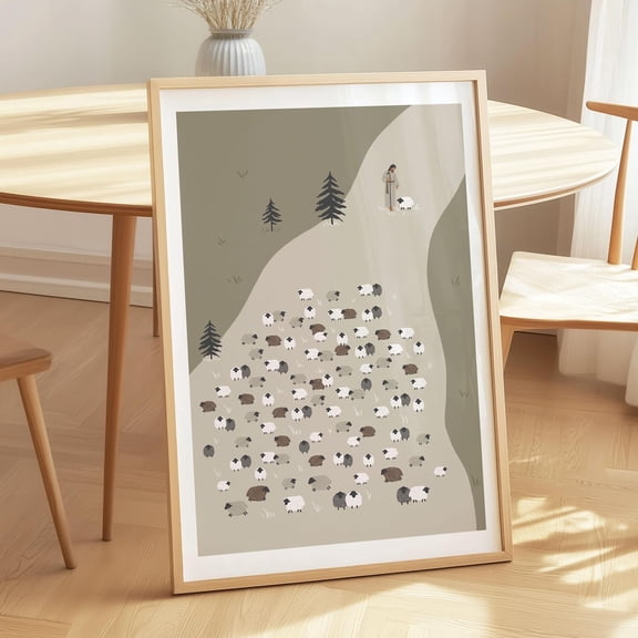 Lost Sheep Parable Print Jesus Leaves The 99 Modern Bible Art, Stretched Canvas 8x10in