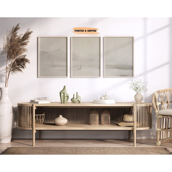 Lost Sheep Sketch Beige Wall Art Set 3 Stretched Canvas 8x12