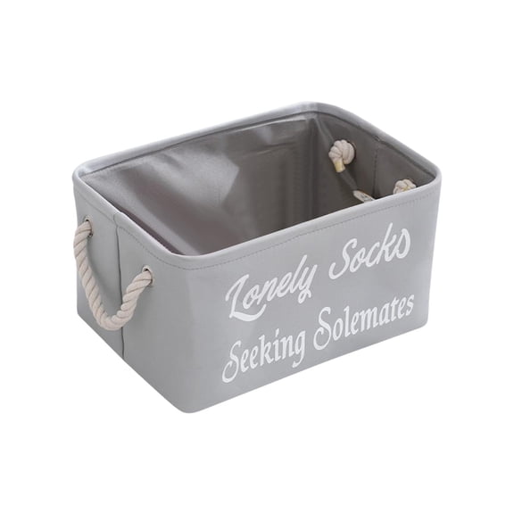 Lost Sock Basket for Laundry Room and Wash, Dry, Fold, Repeat Sign Set, Rustic Farmhouse Laundry Decor and Accessories, Gray