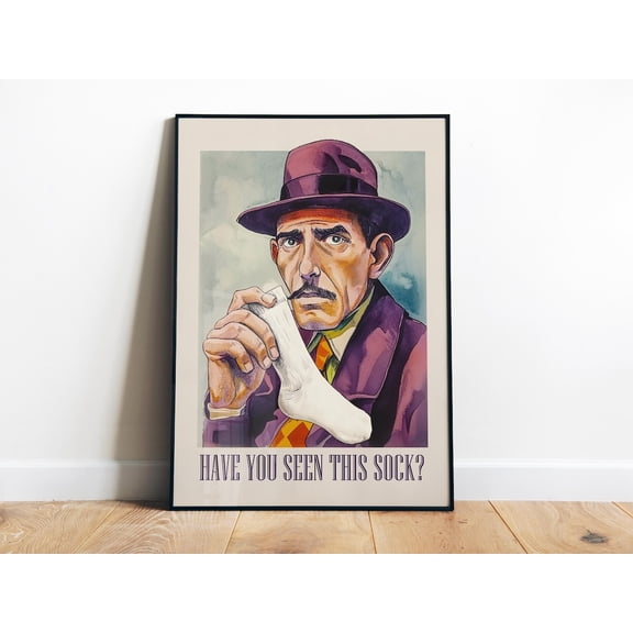 Lost Sock Witty Laundry Utility Room Wall Decoration, Stretched Canvas 8x10in