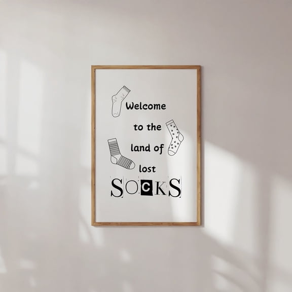 Lost Socks Laundry Wall Art Modern Decor Living Room Bedroom Office
