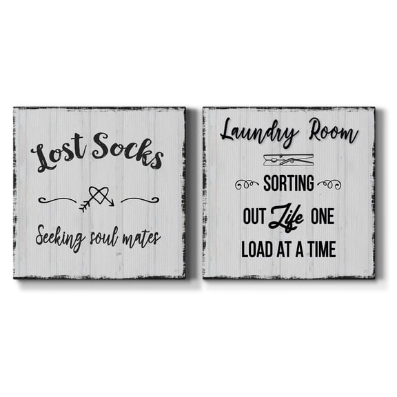 Lost Socks - Premium Gallery Wrapped Canvas - Ready to Hang Set of 2 - 10 x 10 Each