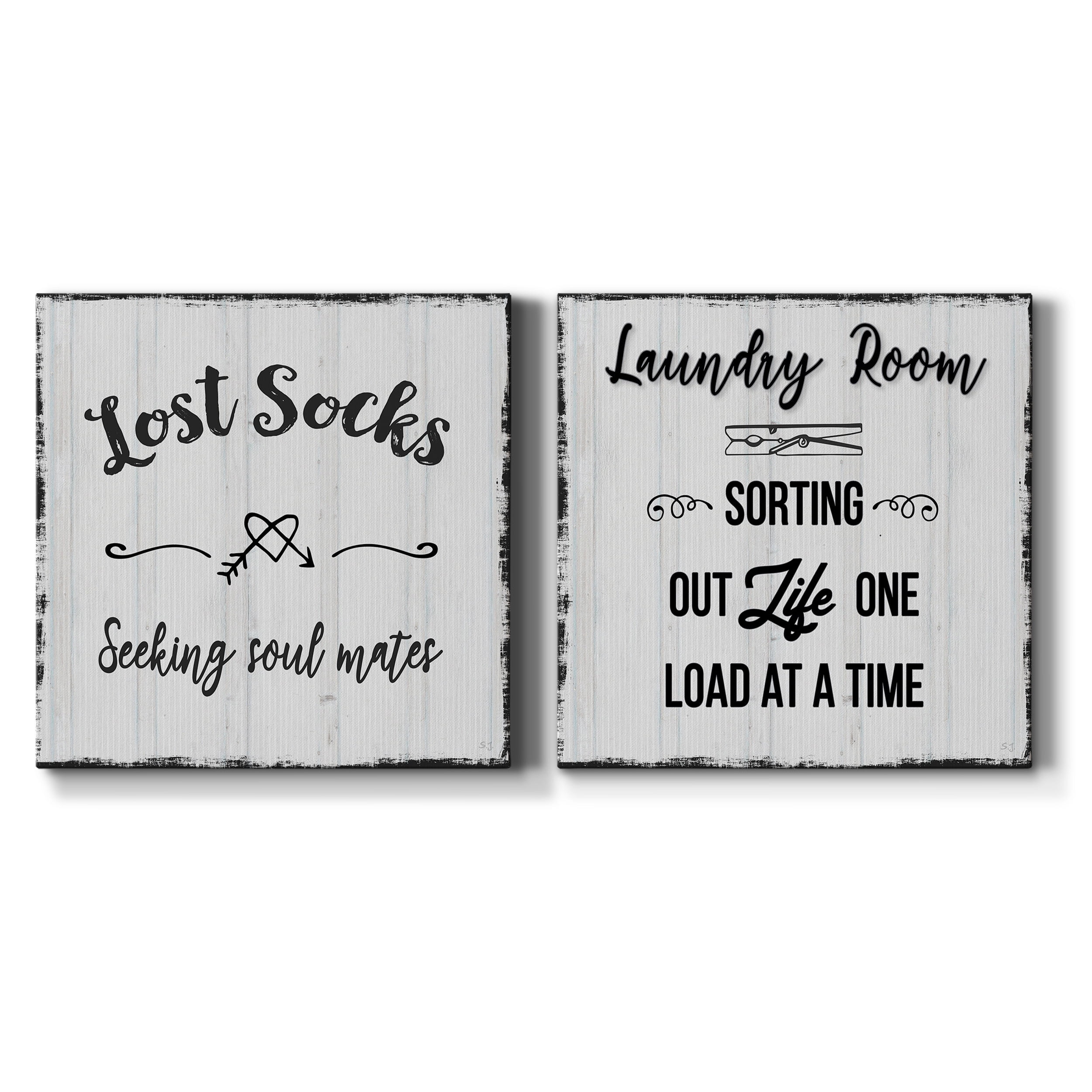 Lost Socks - Premium Gallery Wrapped Canvas - Ready to Hang Set of 2 - 40 x 40 Each