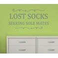thumbnail image 1 of Lost Socks Seeking Sole Mates Vinyl Lettering Wall Decor Art Laundry Sticker Quote 23x12 -Inch Storm Gray, 1 of 5