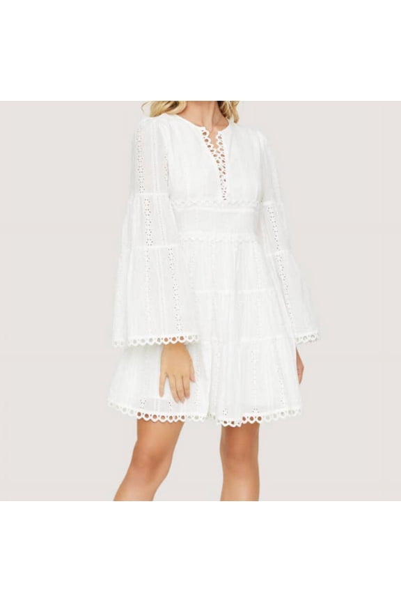 Lost + Wander Everlasting Love Long Sleeve Cotton Eyelet Dress, Size S