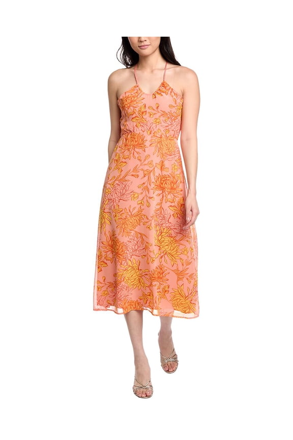 Lost + Wander womens  Peony Delight Midi Dress, m, Orange
