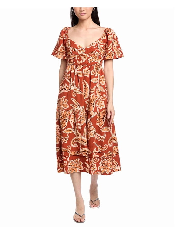 Lost + Wander womens Terra Midi Dress, s, Orange