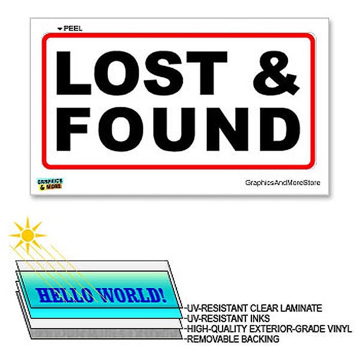 Found Sign Sticker Lost and Found - 12 in x 6 in - Laminated Sign Window Business Sticker ...