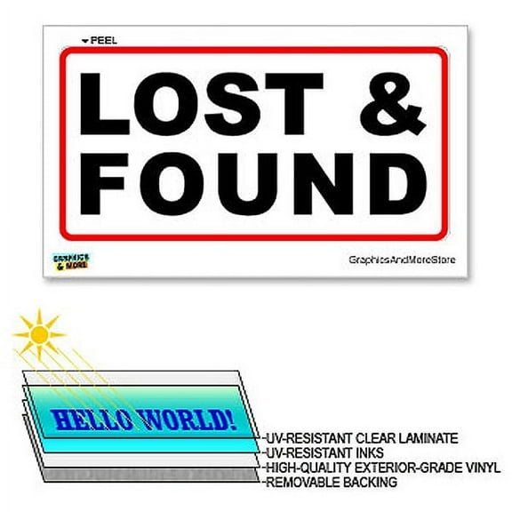 Lost and Found - 12 in x 6 in - Laminated Sign Window Business Sticker
