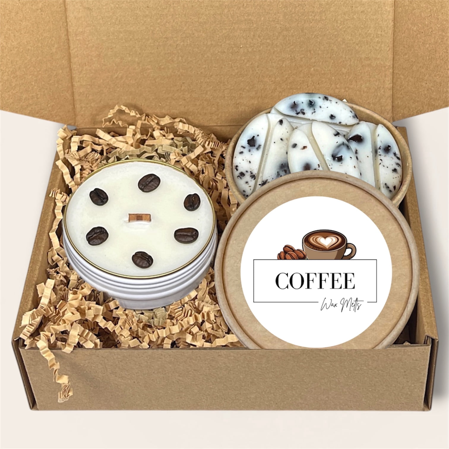 LostLove Art Co - Handmade Coffee Wood Wick Soy Candle + Wax Melts Gift Box Set | Home Fragrance Aromatherapy
